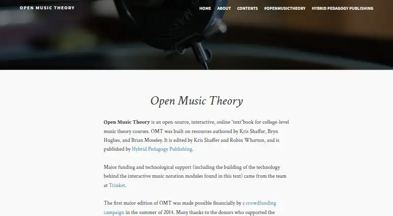 The Open Music Theory homepage