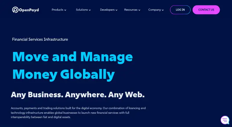 The OpenPayd homepage