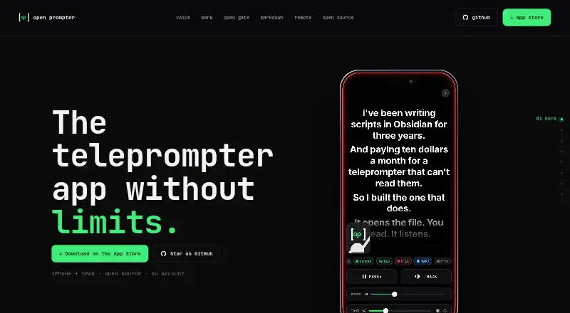 The Open Prompter homepage