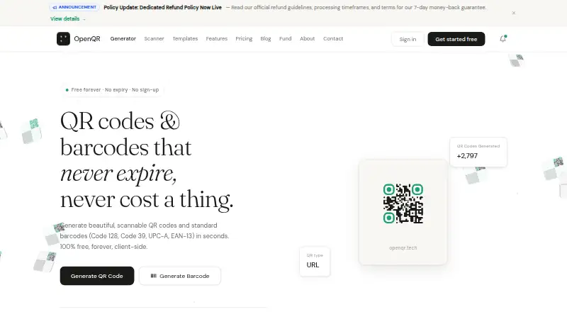 The OpenQR homepage