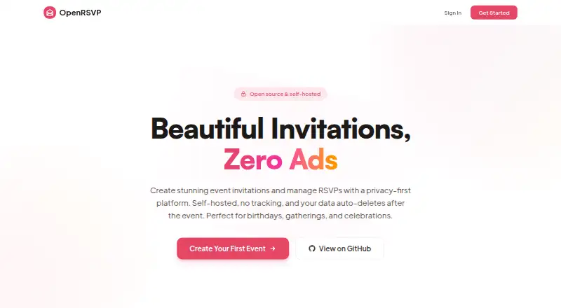The OpenRSVP homepage