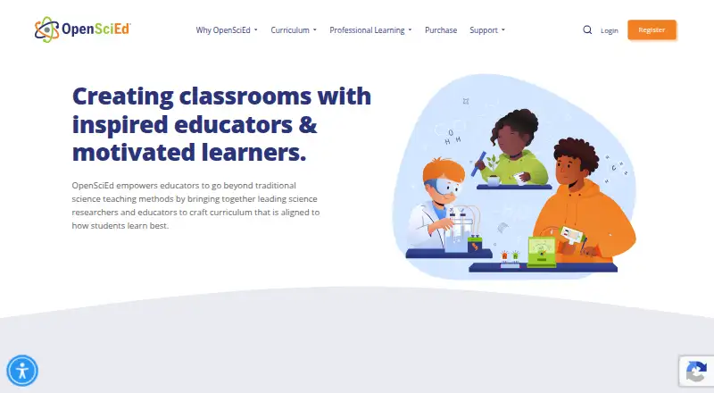 The OpenSciEd homepage