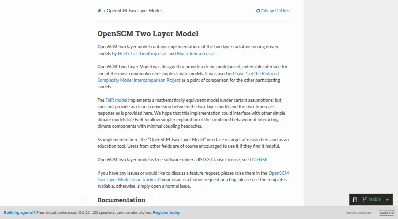 The OpenSCM Two Layer Model homepage