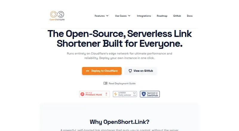 The OpenShort.Link homepage