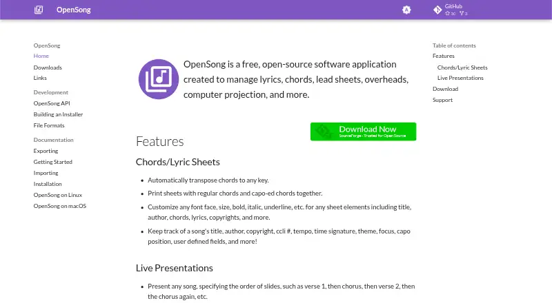 The OpenSong homepage