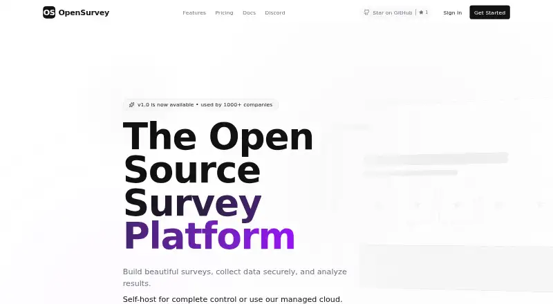 The OpenSurvey homepage