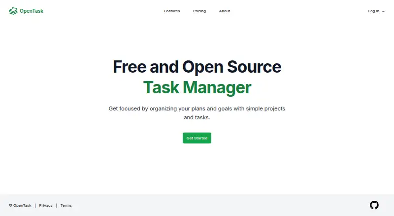 The OpenTask homepage