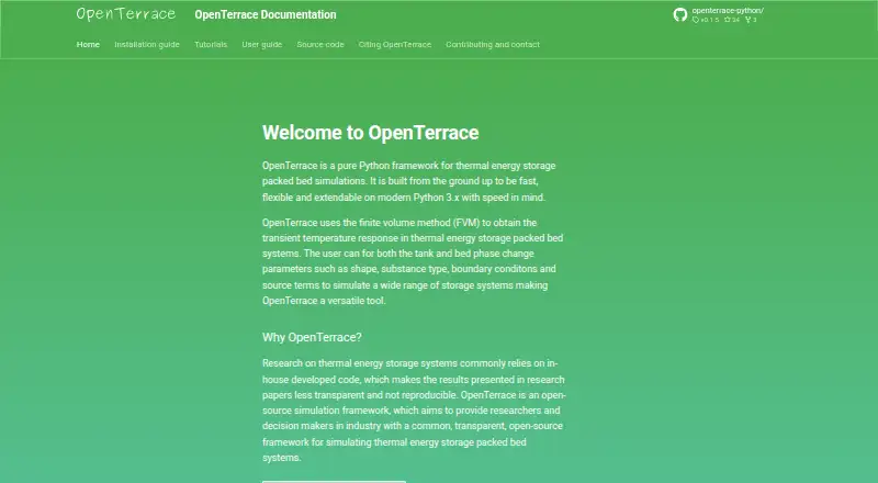 The OpenTerrace homepage