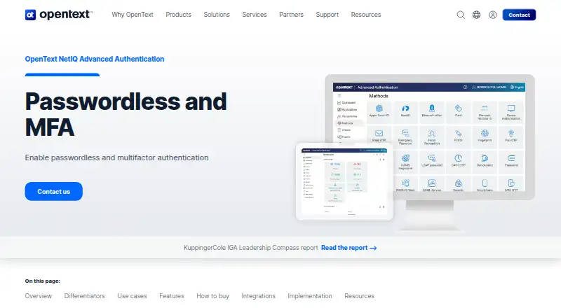 The OpenText NetIQ Advanced Authentication homepage