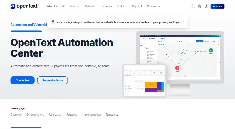 The OpenText Server Automation homepage