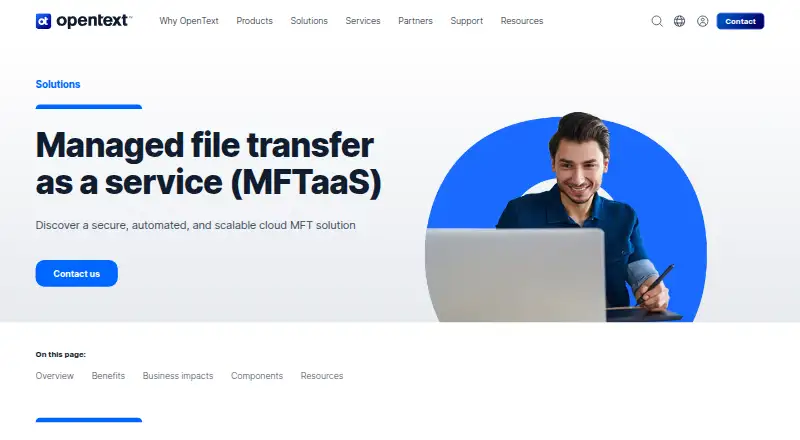 The OpenText Managed File Transfer homepage