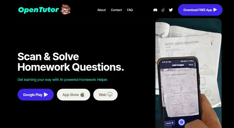 The OpenTutor homepage