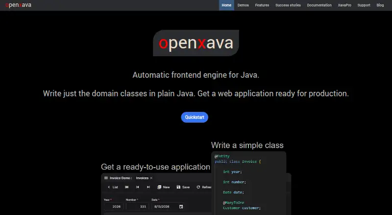 The OpenXava homepage