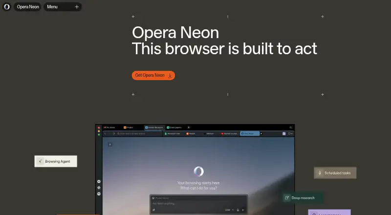 The Opera Neon homepage