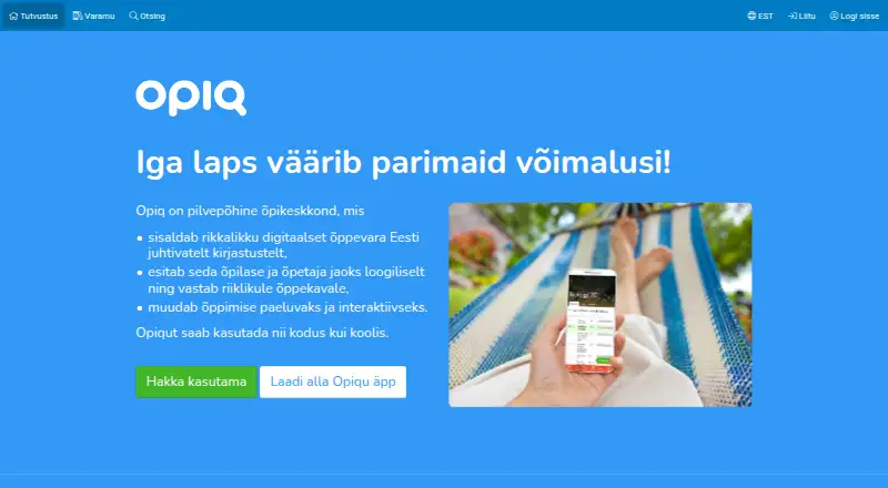 The Opiq homepage