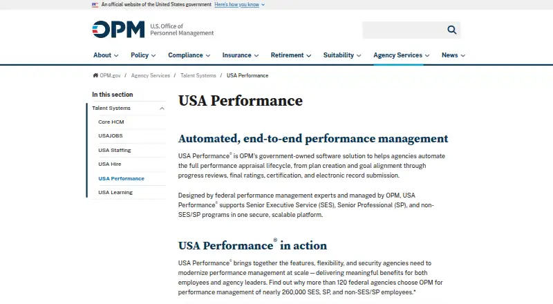 The USA Performance homepage