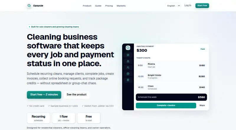 The Opsycle homepage