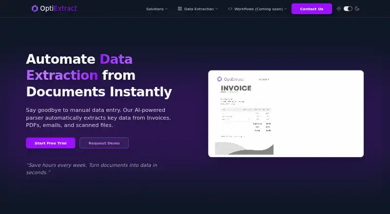 The OptiExtract homepage
