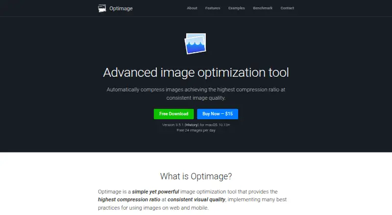The Optimage homepage