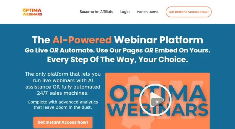 The OptimaWebinars homepage