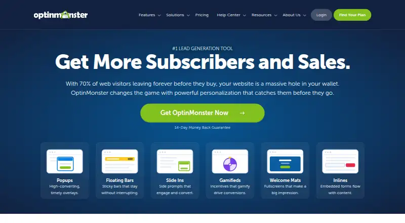The OptinMonster homepage