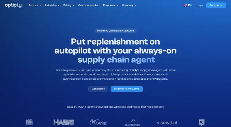 The Optiply homepage