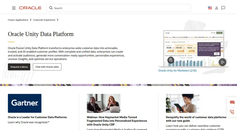The Oracle Unity CDP homepage