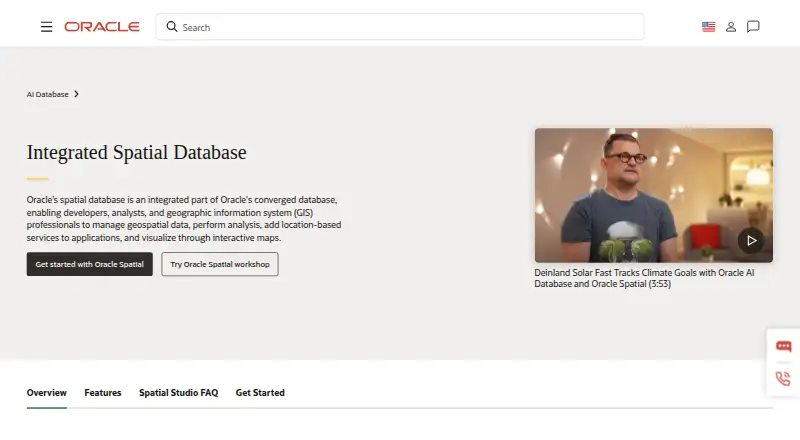 The Oracle Spatial homepage