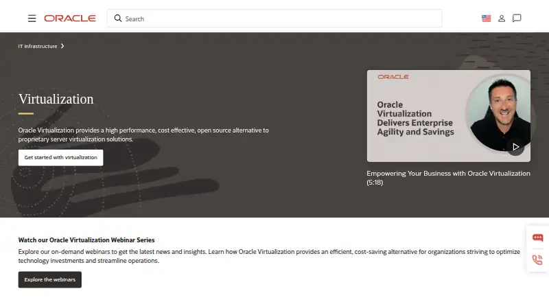 The Oracle Linux Virtualization Manager homepage