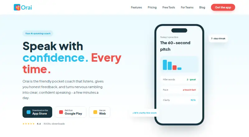 The Orai homepage