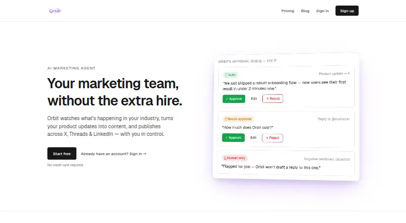 The Orbit AI homepage