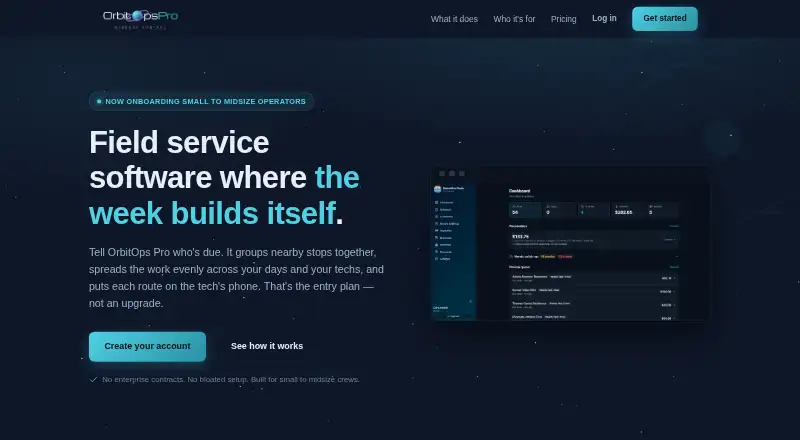 The OrbitOps Pro homepage
