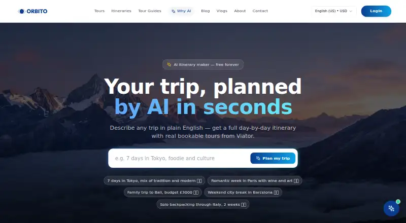 The Orbito homepage