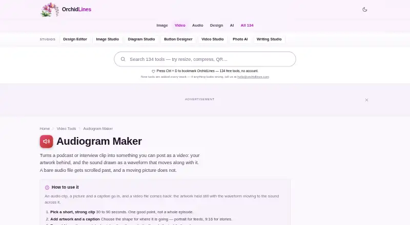 The OrchidLines Audiogram Maker homepage