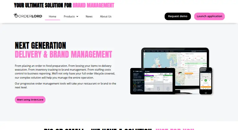 The OrderLord homepage
