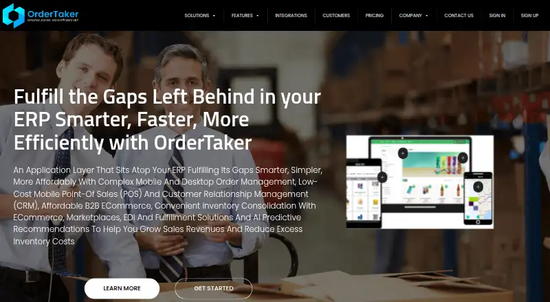 The OrderTaker homepage