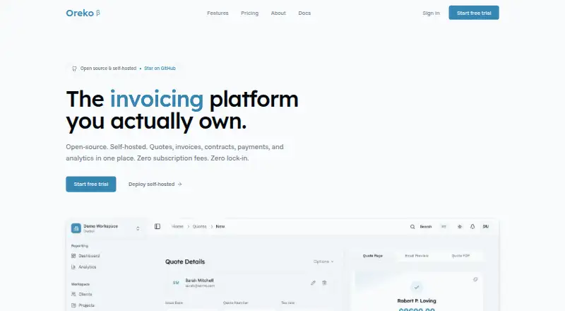 The Oreko homepage