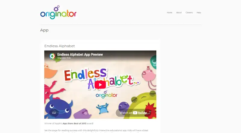 The Endless Alphabet homepage