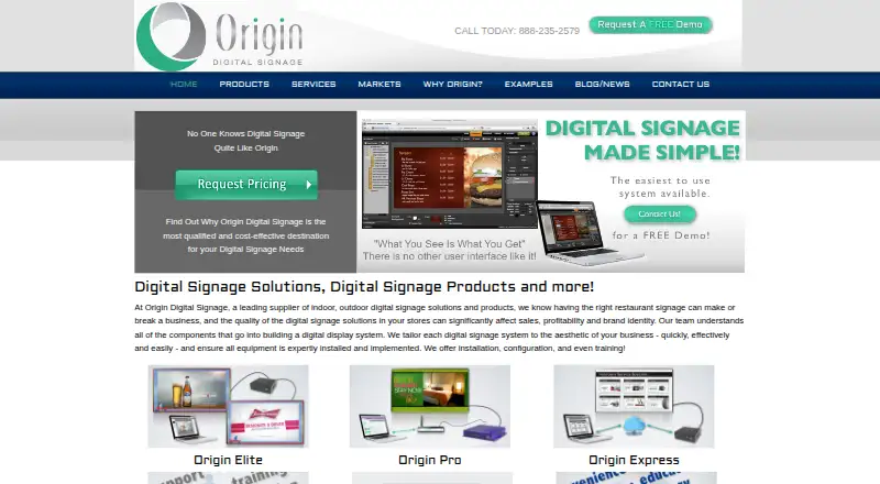 The Origin Express homepage