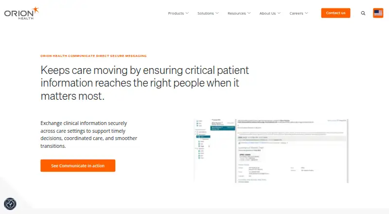 The Orion Health Communicate homepage