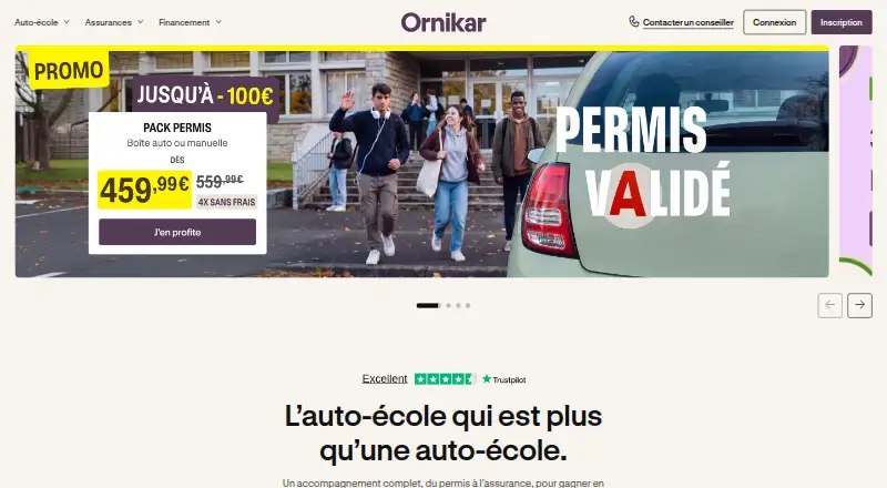 The Ornikar homepage