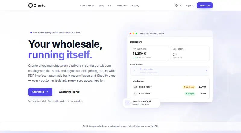 The Orunto homepage