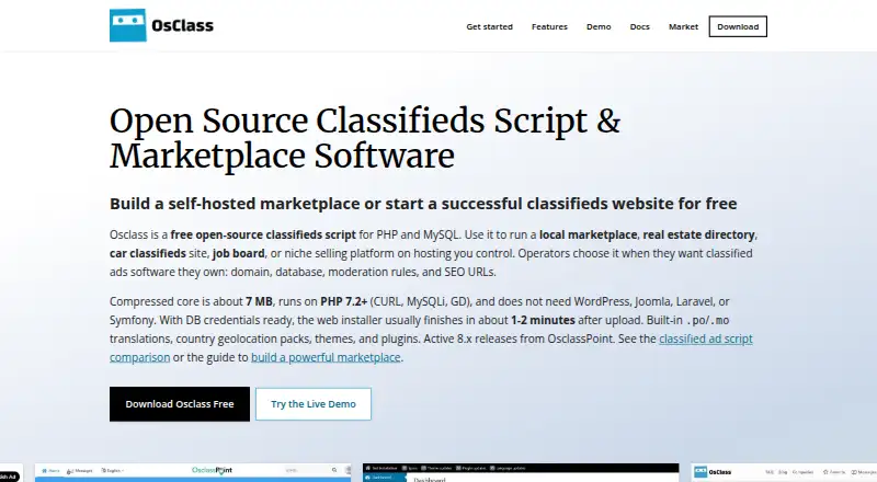 The Osclass homepage