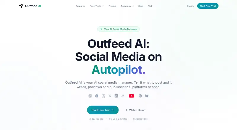 The Outfeed AI homepage
