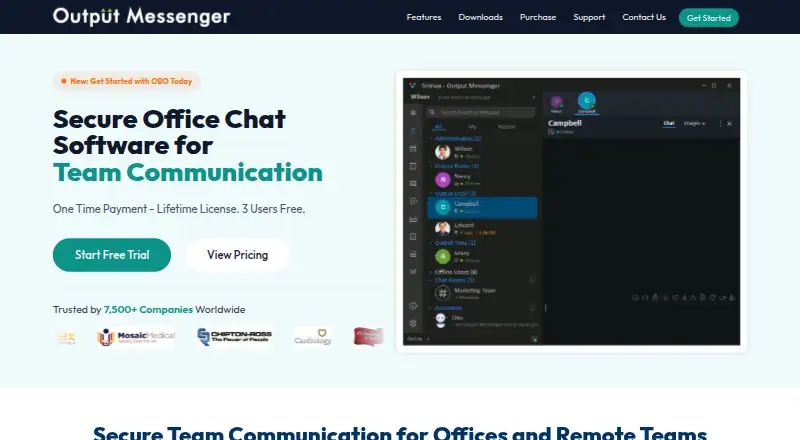 The Output Messenger homepage