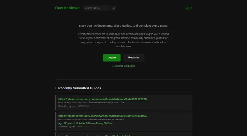 The OverAchiever homepage