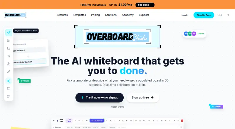 The Overboard homepage