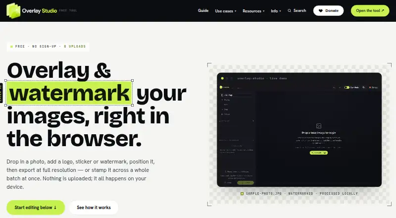 The Overlay Studio homepage