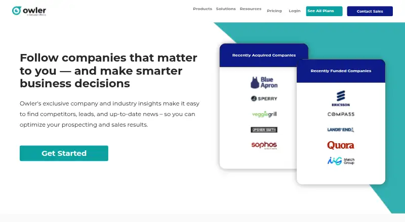 The Owler homepage