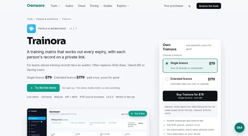 The Trainora homepage